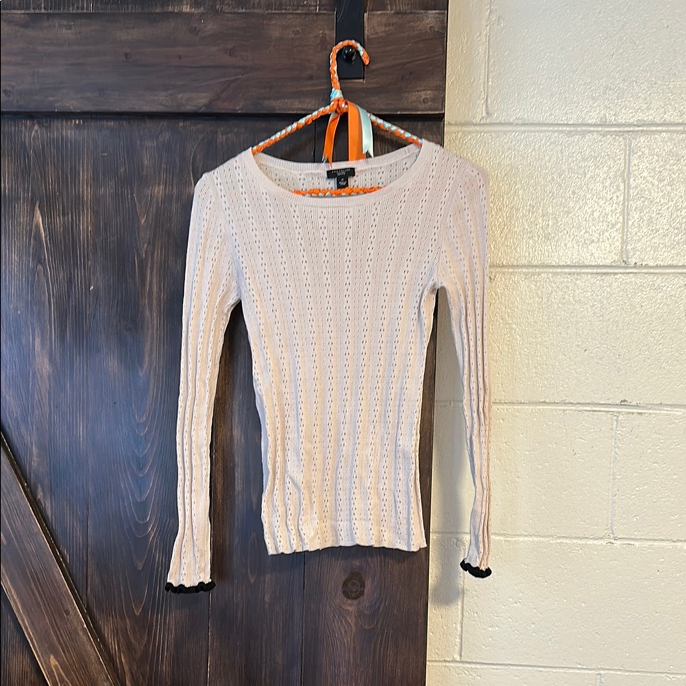 Ann Taylor Cream Knit Top with Orange Accent
